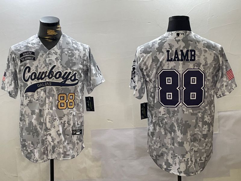 Men Dallas Cowboys 88 Lamb Nike Arctic Camo 2024 Salute to Service Limited NFL Jersey style 4